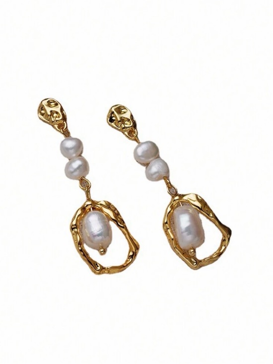 Anthropologie Jewelry - Gold and White Pearl Drop Earrings
